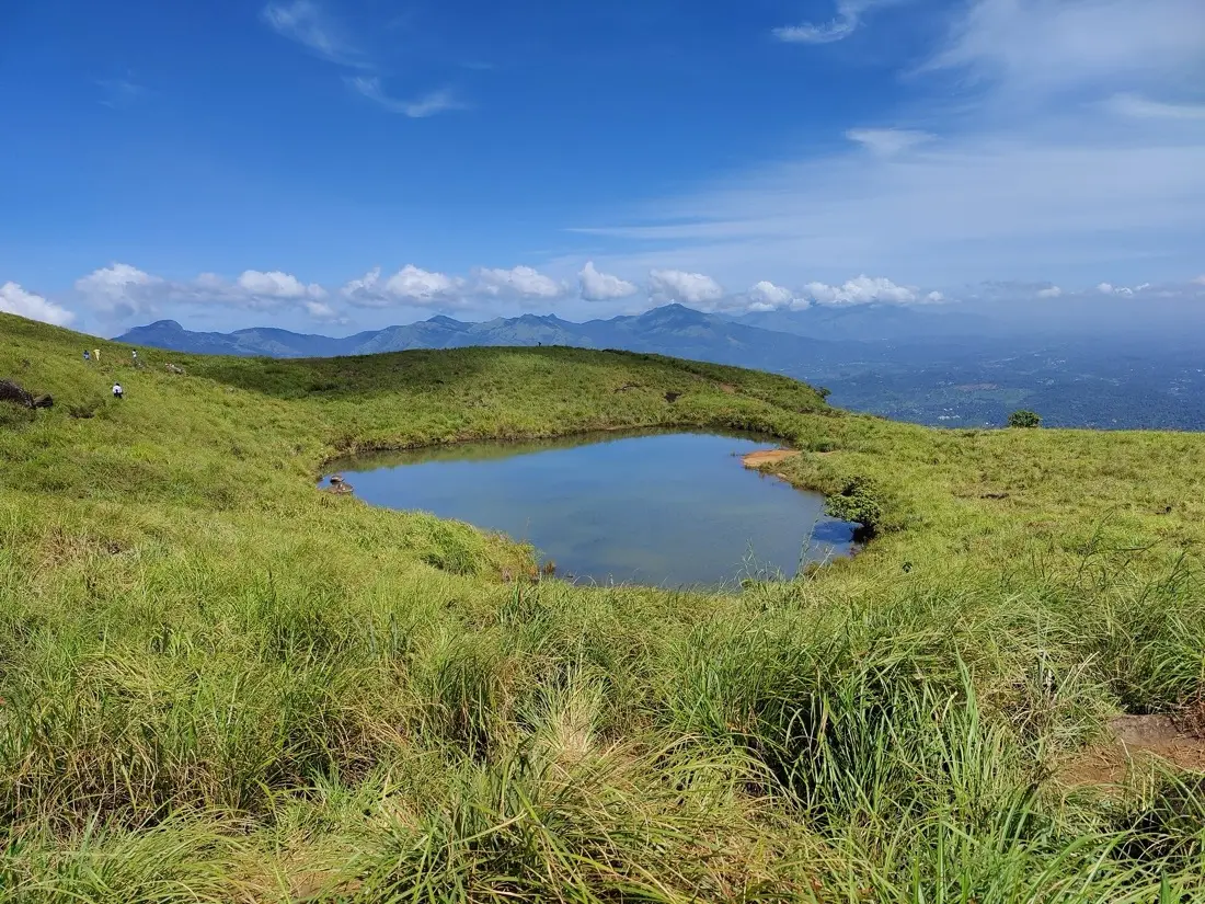 The heart-shaped lake on the slope of Chembra Peak, Wayanad