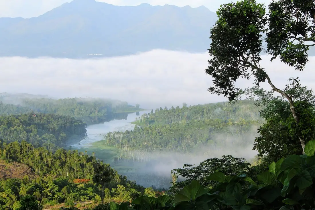 Mist over the reservoir at Karapuzha Dam, Wayanad